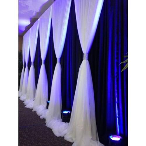 10ftx20ft sequins background curtains with chiffon background decorative romantic ice silk stage wedding backdrop curtain