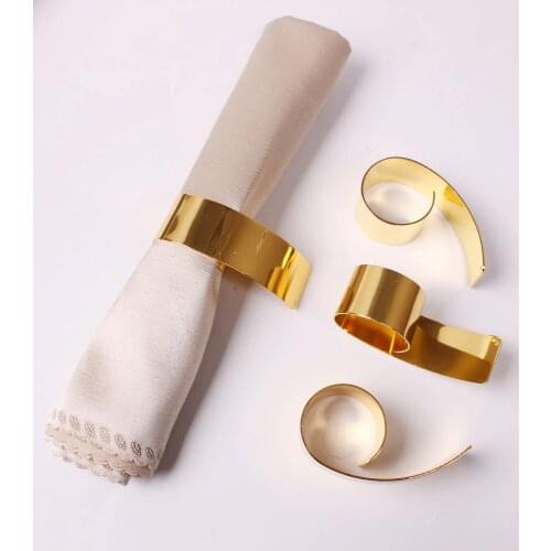 12PCS Hotel metal plating gold 6-word napkin buckle, stainless steel napkin ring