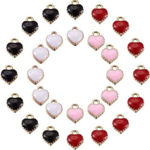 200pcs Alloy Enamel Charms Small Heart Charms for Jewelry DIY Bracelets Earrings Necklace Pendants Jewelry Accessories Mix Color