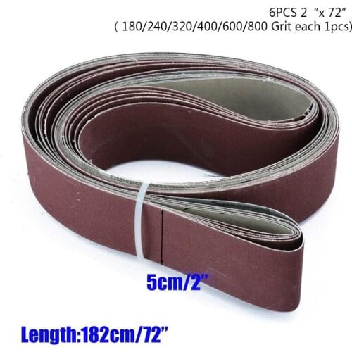 6pcs 2" X 72" Fine Grit Sanding Belt Sandpaper Sander Abrasive Band Polishing Sandpaper 180/ 240/ 320/ 400/ 600/ 800 Grit New