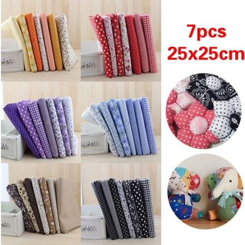 7pcs/set 25cmx25cm Cotton Fabric Printed Cloth Sewing Quilting Fabrics for Patchwork Needlework DIY Handmade Material