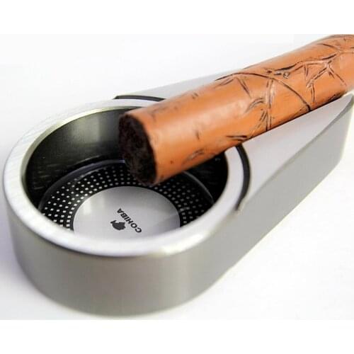 COHIBA Gadgets Portable Mini Titanium Alloy Travel Use Tobacco Cigar Ashtray One Holder