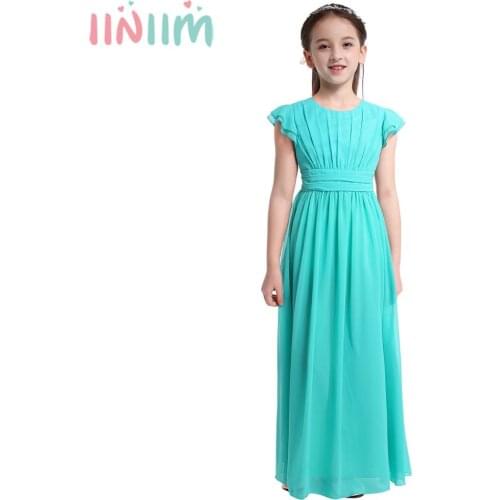 Iiniim Girls Flower Tutu Dress Flutter Sleeves Princess Dresses Bridesmaid Summer Birthday Party Dress Childrens Clothing