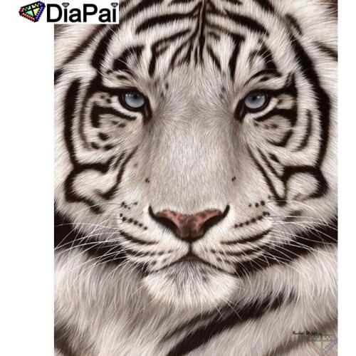 DIAPAI Diamond Painting Cross Stitch "Animal tiger" Full Crystal Diamond Embroidery Needlework Craft Home Decor A25551