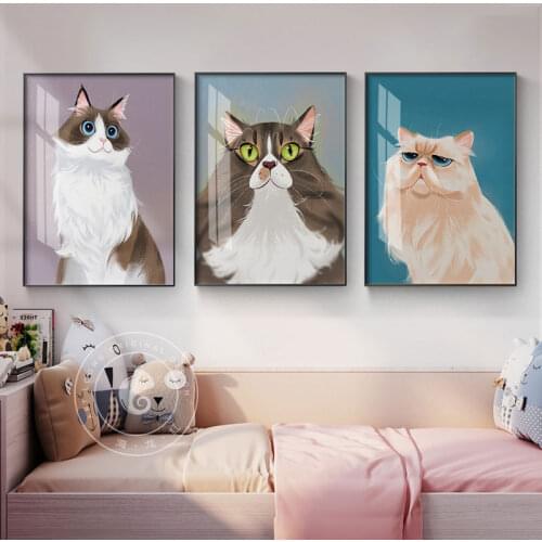 Canvas Painting Animal Wall Art Cute Cat Dog Posters and Prints Wall Pictures for Living Room Decoration Kid Baby Room Decor