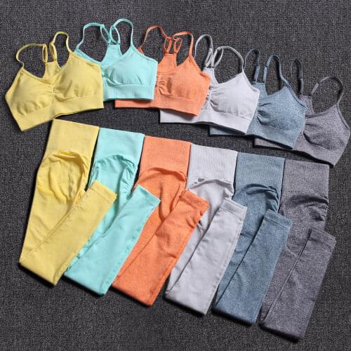 INFILAR Women Fitness Yoga Sets Newest Seamless Sports Suits High Waist GYM Fitness Pants Sportswear Workout Bra+Leggings