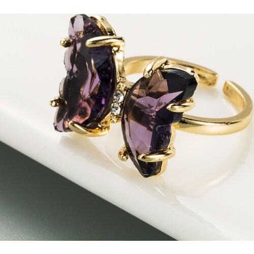 INS Hot Butterfly Party Rings For Women Deep Purple Matte Crystal Zirconia Romantic Charm Ring Trendy Wedding Jewelry Best Gift