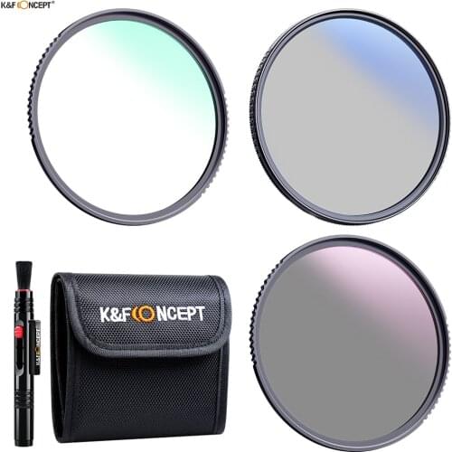 K&F Concept UV+CPL+ND4 Slim Lens Filter kit for Nik Canon Sony all 82mm DSLR Camera Lens with Filter Pouch and Lens cleaning pen