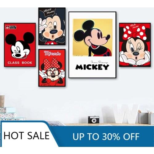 Disney Canvas Painting Cute Cartoon Minnie Mickey Posters and Modern Prints Wall Art Pictures For Home Decoration