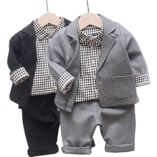 Baby Boys Wedding Clothes Toddler Clothing Kids Formal Blazer+Shirt+Pants 3 Pieces For Infant Boy 1-4 Year Children Clothing Set