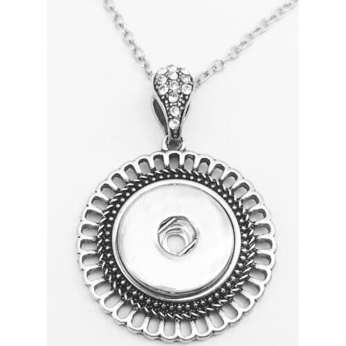 Round snap button jewelry Necklace pendant XH1280 fit 18mm snaps BOBOSGIRL
