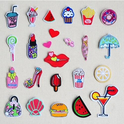 Small clothes decorative stickers iron on patch jeans food hole embroidery stickers DIY accessories fashion cloth decals