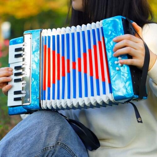 Mini 17-Key 8 Bass 1 Bellow Accordion Educational Musical Instrument Toy for Kids Children Amateur Beginner Presents