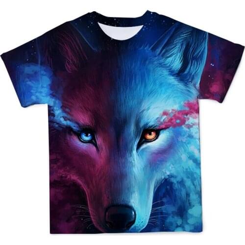 2021 Hottest New Mens Summer Leisure 3D Printing Animal Wolf Tiger Design Slim Fitting Round Neck Fun Short Sleeve T-Shirt