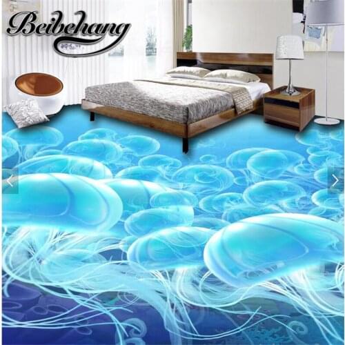 Beibehang Customized floor stickers the width of the submarine world jellyfish 3D floor painting waterproof Self-adhesive floor