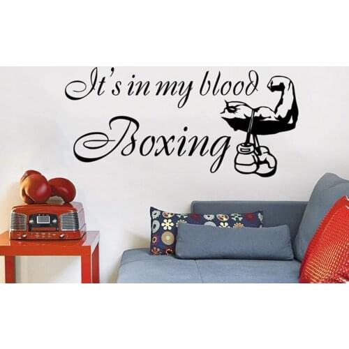 GYM Wall Decals Quotes Sport Vinyl Sticker Decal Its in my blood Boxing Phrase Home Decor Bedroom Art Design Interior A187