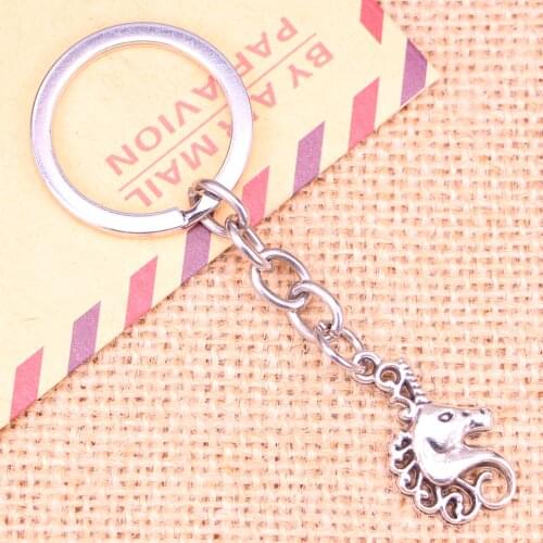 20pcs New Fashion Keychain 26x15mm horse head Pendants DIY Men Jewelry Car Key Chain Ring Holder Souvenir For Gift