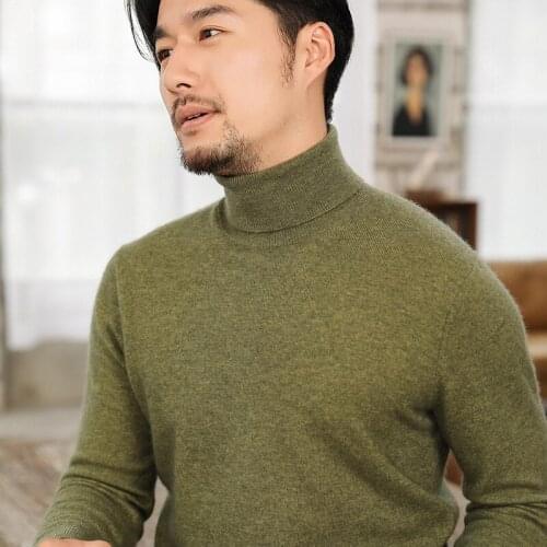 Winter New 100% Cashmere Mens Turtleneck Sweaters Brand Knitted Pullovers Men Solid Color Casual Male Sweater Autumn Knitwear