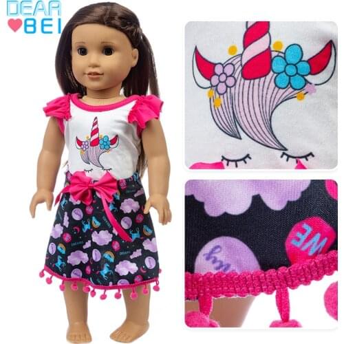 New Lovely Unicorn dress in spring Fit For American Girl Doll 18 Inch Doll Clothes , Shoes are not included