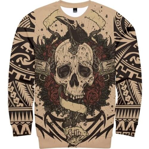 New 3d Hoodies Pullover Tattoo Skull Rose Print Fashion Men Women Capless Sweatshirts Casual Harajuku Long Sleeve 3D Hoodie Tops
