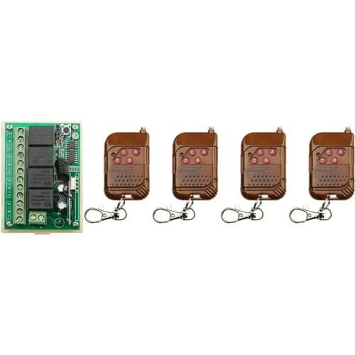 NEW DC12V 10A 4CH Radio Controller RF Wireless Relay Remote Control Switch 315 MHZ 433 MHZ teleswitch 4 Transmitter +1 Receiver