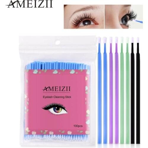 100PCS Disposable Colorful Cotton Swabs Individual Lashes Applicators Mascara Brush For Cleaning Makeup Touch-Ups Cotton Swab