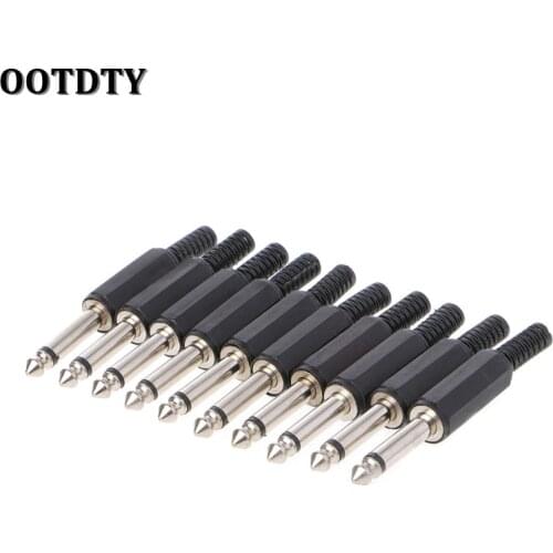OOTDTY 10 Pcs 6.35mm Male 1/4" Mono Jack Audio Plug Connector Jack Adapter