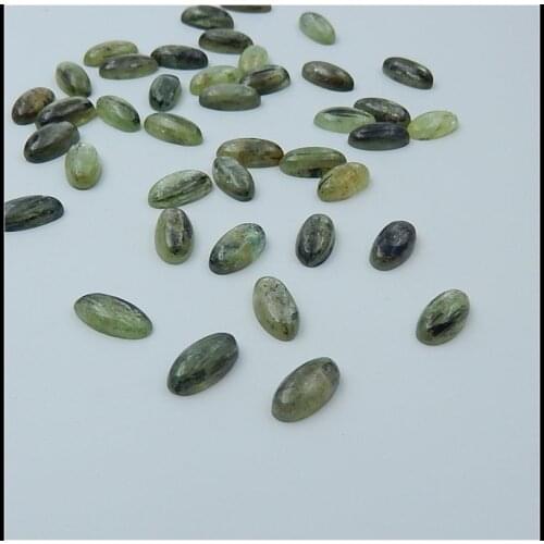 Wholesales 10Pcs Beads Natural Stone Green Kyanite Oval Gemstone Cabochons 12x6x3mm 5.63g