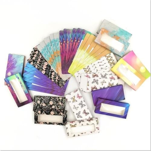 Wholesale 50/100pcs Packing Box for eyelash blank package Multicolor paper boxes Lashes packing Case Makeup Print Logo