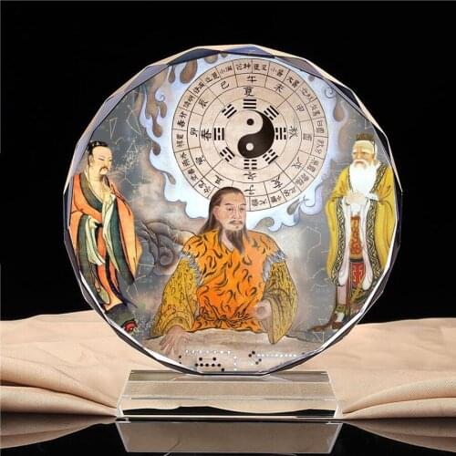 The first of humanity, one of the three emperors - Fuxi portrait, crystal ornament, handicraft, home decoration