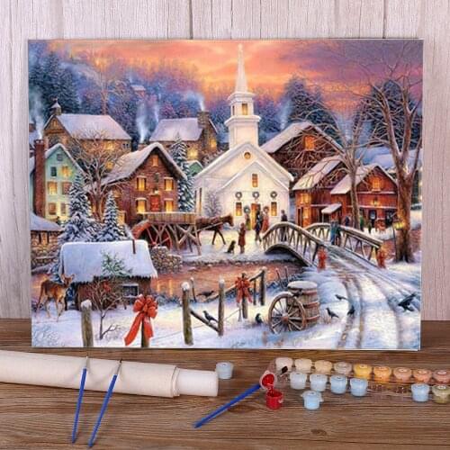 Landscape Winter Snow Scenery DIY Painting By Numbers Set Acrylic Paints 40*50 Picture By Numbers Photo Paintings For Art
