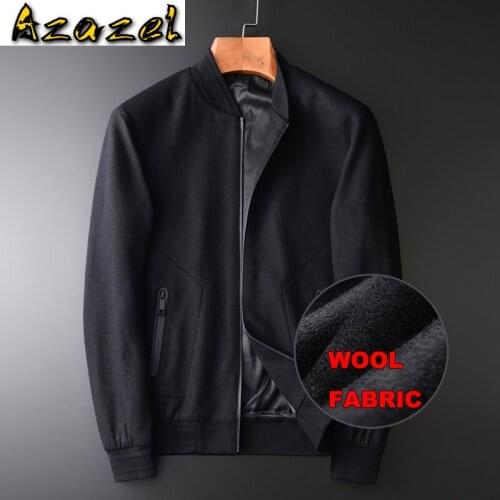 Azazel Stand Collar Wool Mens Jackets Luxury Thick Solid Color Mens Jackets And Coats Autumn And Winter Keep Warm Man Coats