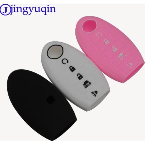 Jingyuqin 5BTNS Silicone Key Case For Nissan Altima Maxima Infiniti EX FX G37 Q60 QX50 QX70 Smart Keyless Entry Remote Fob Cover