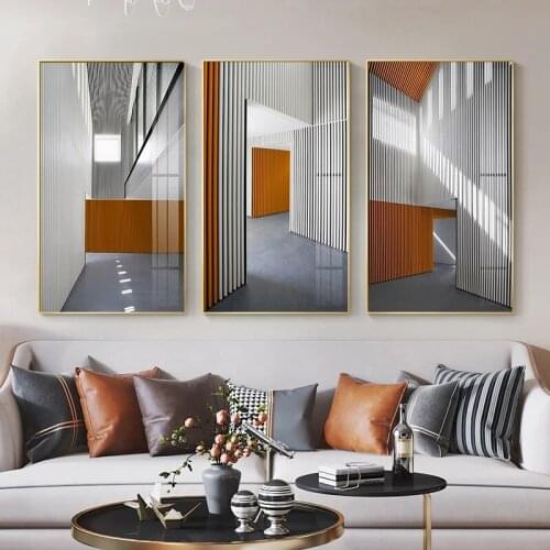 Nordic Minimalist Wall Art Canvas Painting Posters and Prints Modern Architecture Wall Pictures for Living Room Bedroom Decor