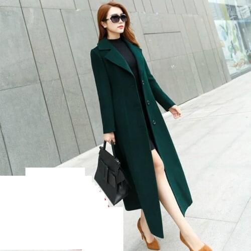 Large-size Autumn/winter Windbreaker Wool coat Korean Slim Temperament Long Overcoat High-grade Womens Woolen jacket coats 5XL