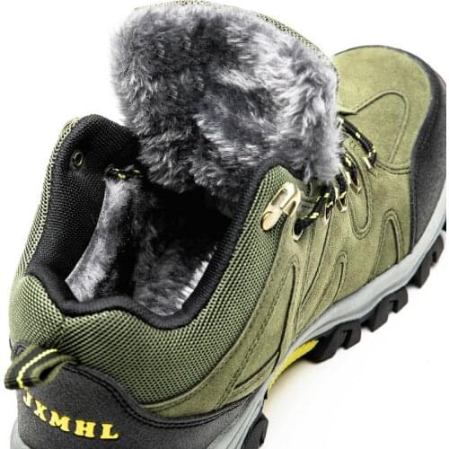 Winter Warm Plush Suede Leather Tactical Sport Hiking Work Shoes Man Outdoor Hunting Boots Mountain Climbing Sports Snow Boots