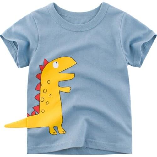 ZWY772 Summer Children Short Sleeve T-shirts Cartoon Animals Printed Cotton T Shirt Baby Boys Girls Tee Tops Kids Clothing