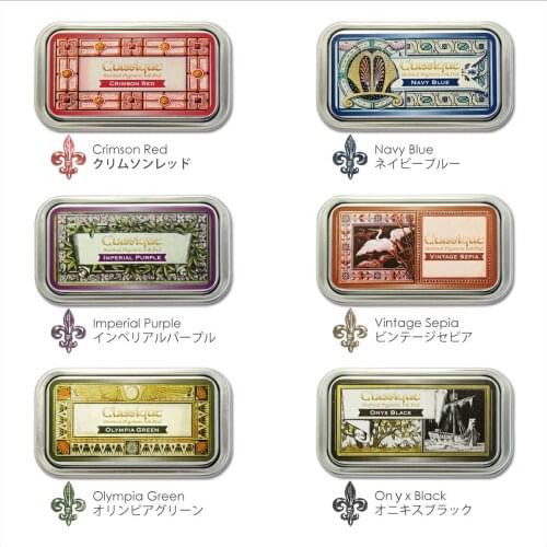 1pc Japan Tsukineko Inkpads CQ Classique Archival Pigment Ink Pad Vintage Metal Box Stamp Waterproof 12 Colors