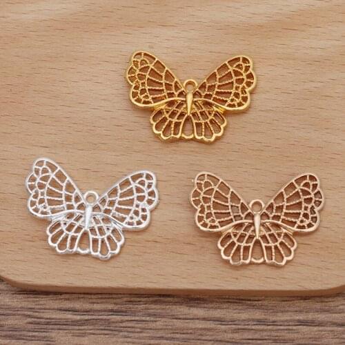 10 PCS 24*34mm Metal Alloy Hollow Butterfly Pendant Charms DIY Handmade Jewelry Accessories For Jewelry Making