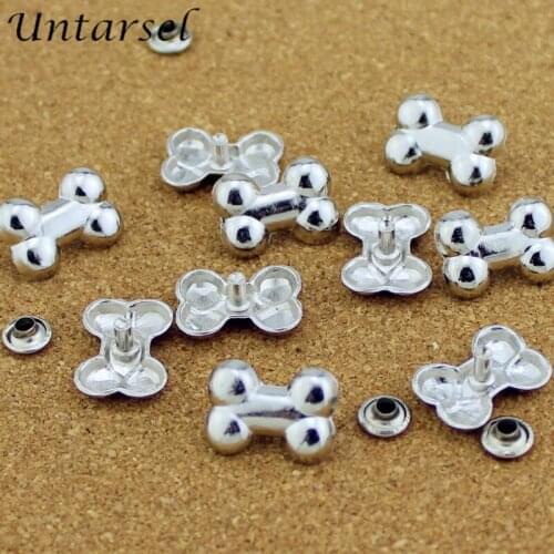 10pcs/lot zinc alloy bone rivets with cap silver punk studs for clothing leathercrafts cute diy kids backpack accessory