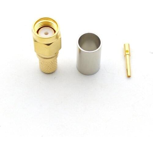 100 pcs connector RP SMA male jack crimp RG8X RG-8X LMR240 straight Coaxial Coax Cable adapter