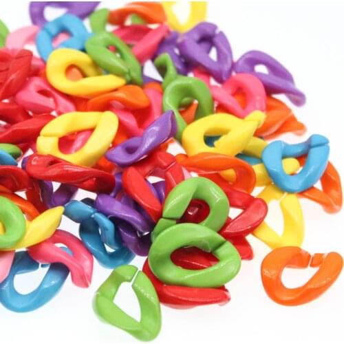 ChongAi 100Pcs Mixed Color Acrylic Flat Twist Oval Open Ring Beads Connector link Chain For Necklace Bracelet Making
