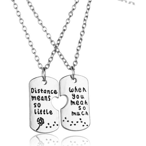 2PC Relationship Jewelry Distance Means So Little When You Mean So Much Dandelion Pendant Necklace Lovers Couples His& Her Gifts
