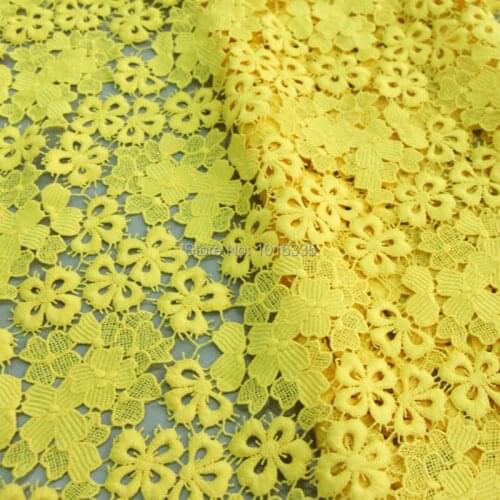 2014 Graceful Yellow lace fabric for ladies tops evening dress beautiful wedding lace fabrics wholesale