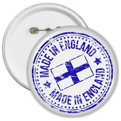 5pcs Made In England UK England Landmark Flag Mark Illustration Pattern Round Pin Badge Button