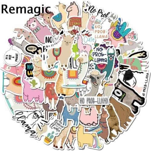 50pcs Alpaca Lama alpacos Scrapbooking Stickers Packs Waterproof Skateboard Luggage Guitar Graffiti Kids Toys decals pasters