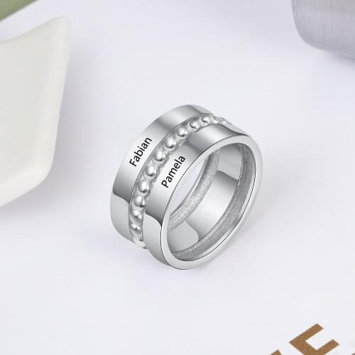 925 Sterling Silver Custom Engraved Name Rings Engagement Bands Personalized Rings for Women Anniversary Gifts