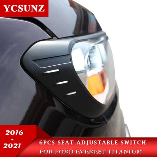 ABS Black Headlights Surrounds Cover Trim For Ford Everest New Everest Ranger Wildtrak T7 2016-2019