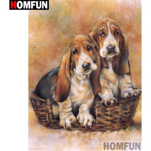 HOMFUN Full Square/Round Drill 5D DIY Diamond Painting "Animal dog" Embroidery Cross Stitch 3D Home Decor Gift A13046