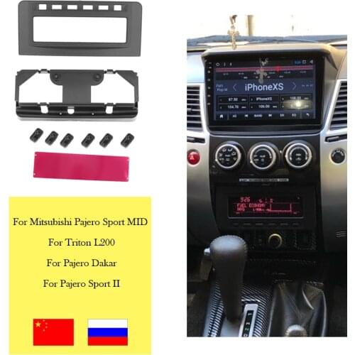 Car fascias fit For Mitsubishi Pajero Sport Triton L200 MID Radio DVD Middle Car Stereo Panel Dash Trim Kit Face Frame Fascia